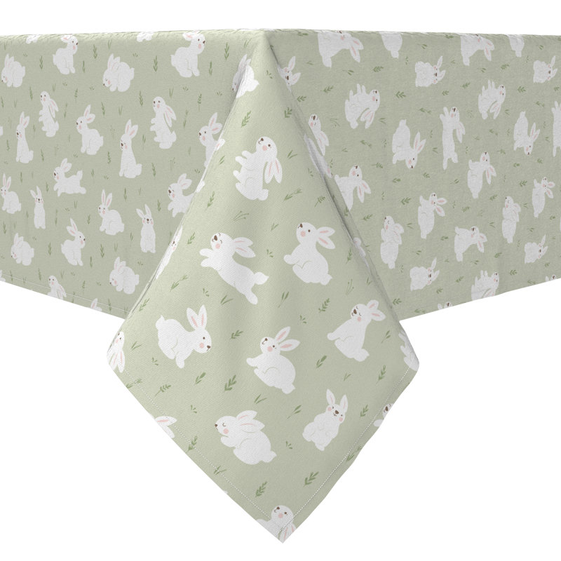 Square Tablecloth, 100% Cotton, 60X60", Bunnies In The Grass
