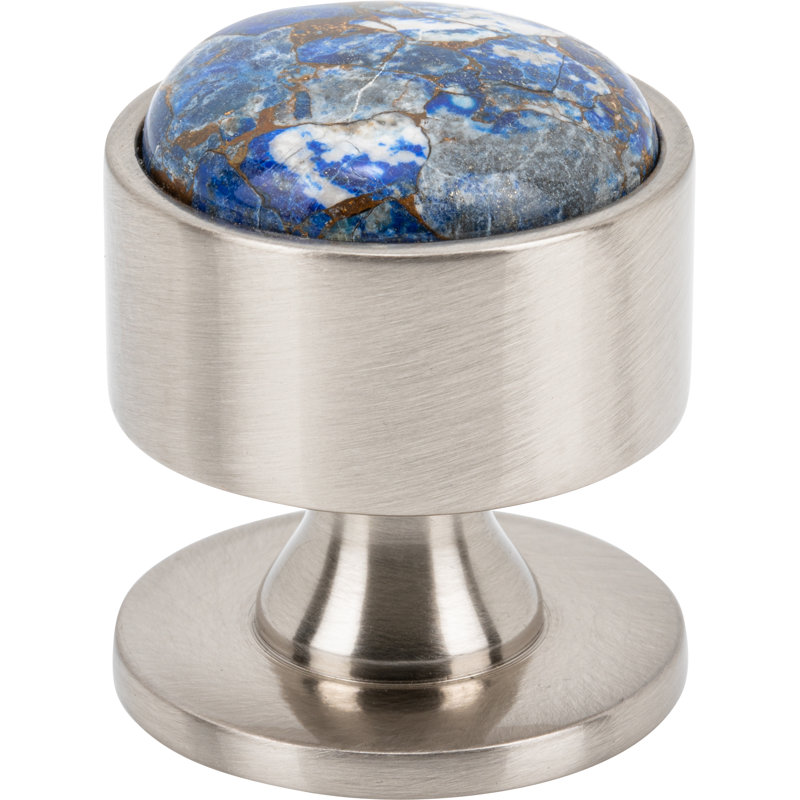 Firesky Diameter Knob, Brushed Satin Nickel, Mohave Lapis, 1 1/8"