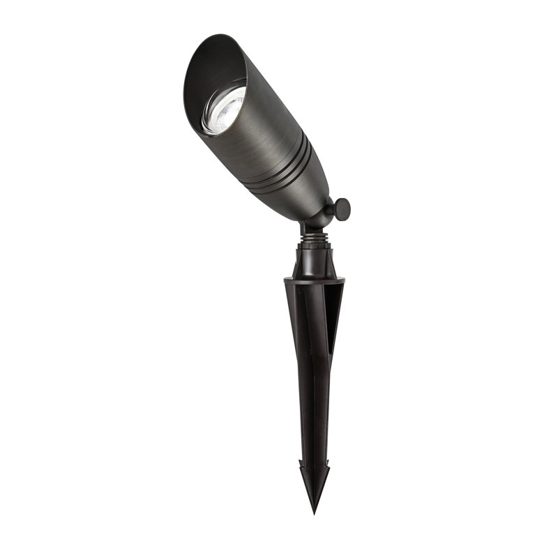 Dark Bronze Cast Brass Outdoor Spot Light with Convex Glass Shade