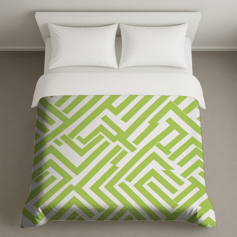 Green Maze Pattern Duvet Covers, Twin