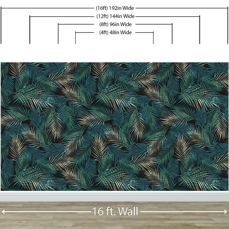 Murale feuilles de palmier tropicales, L 192 po x l 108 po