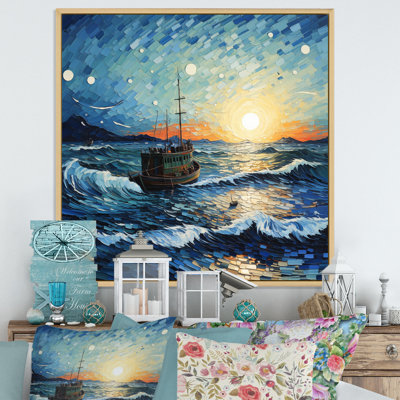 Vangogh, paysage marin avec pêche VI, encadré sur toile par Vincent Van Gogh, peinture