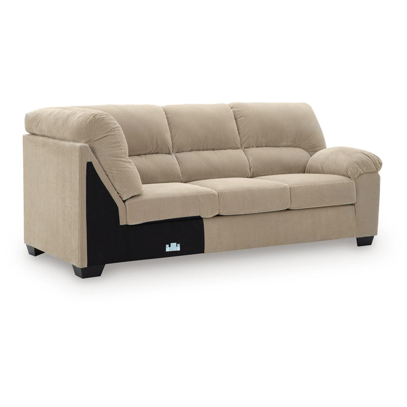 Canapé modulaire 3 pièces avec méridienne Ilminster, Right Hand Facing, Black, Beige Polyester