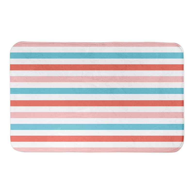 Tapis pour salle de bain Krististro, Bleu sarcelle / rouge / orange