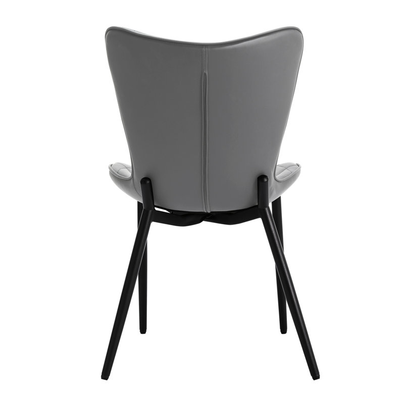 Cat Scratching Leather Dining Chair, Diamond Quilting, (set Of 2), Dark Grey