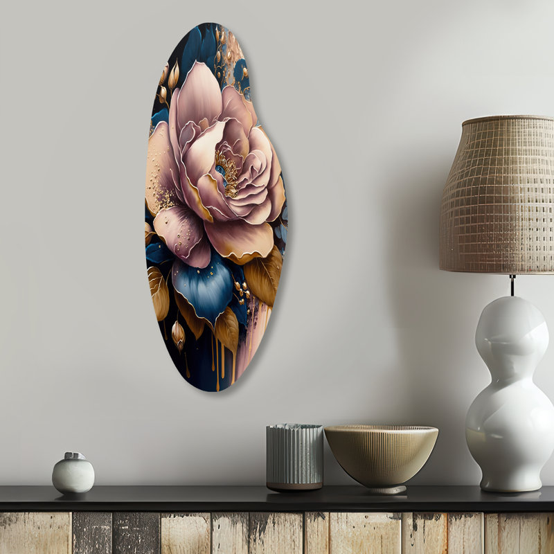 Art mural asymétrique en forme de rose, H 30 po x l 11 po