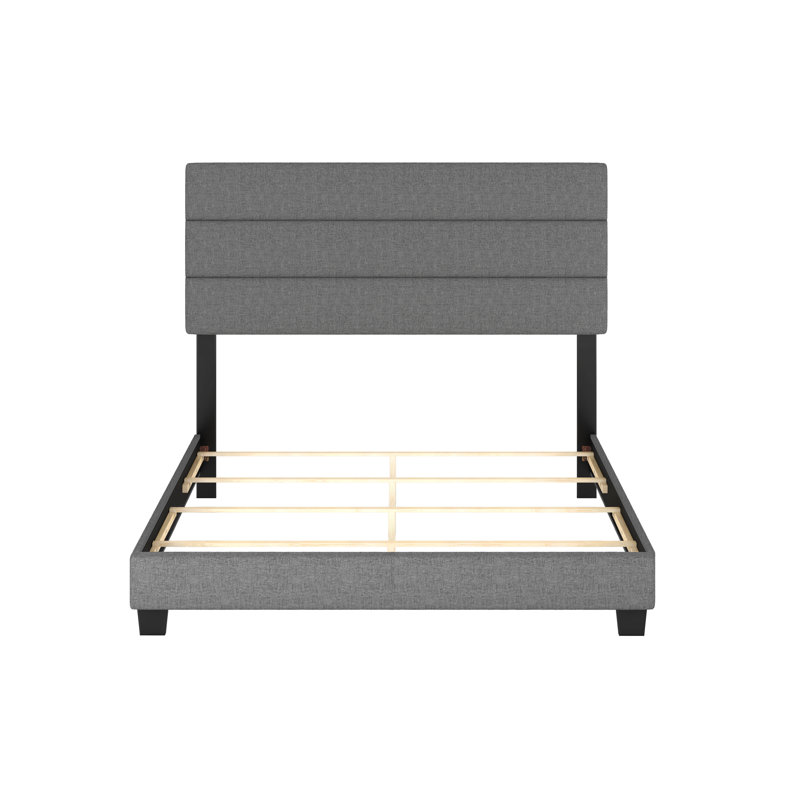 Ravenna Medium Gray Upholstered Queen Linen Bed Frame