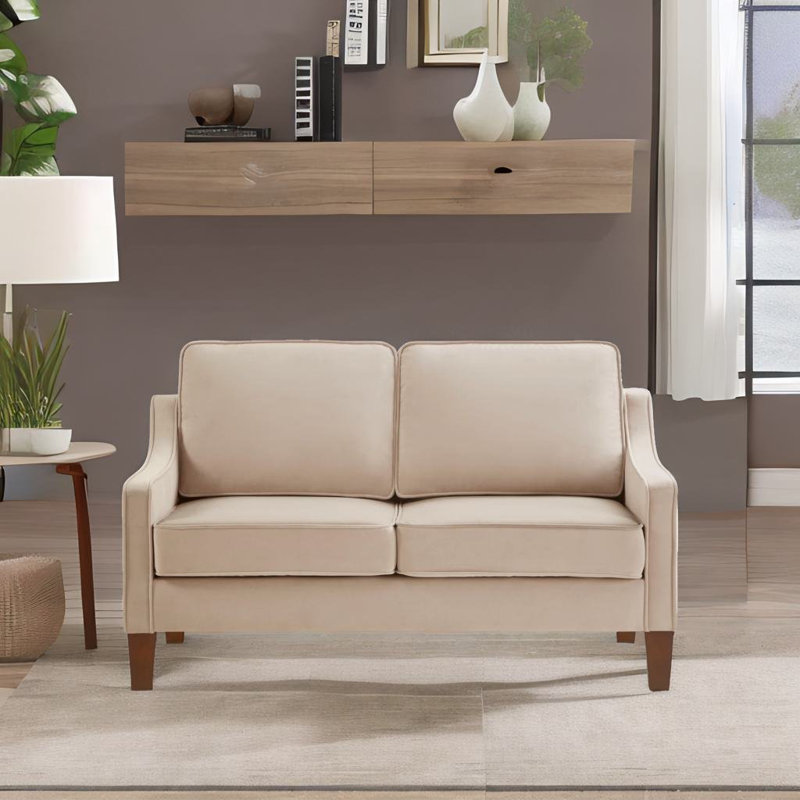 Causeuse en velours 51,5 po Harver, Velours taupe