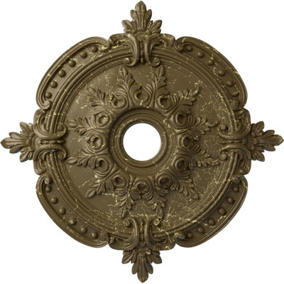 Médaillon de plafond classique Endurathane Benson, P 28 3/8 po x P 3 3/4 po x P 1 5/8 po (convient aux auvents jusqu'à 6 1/2 po), fini craquelé de boue Mississippi peint à la main