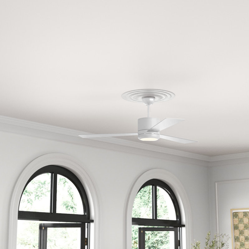 Tulsi Ceiling Fan with LED Lights, Matte White with White Blades, 42