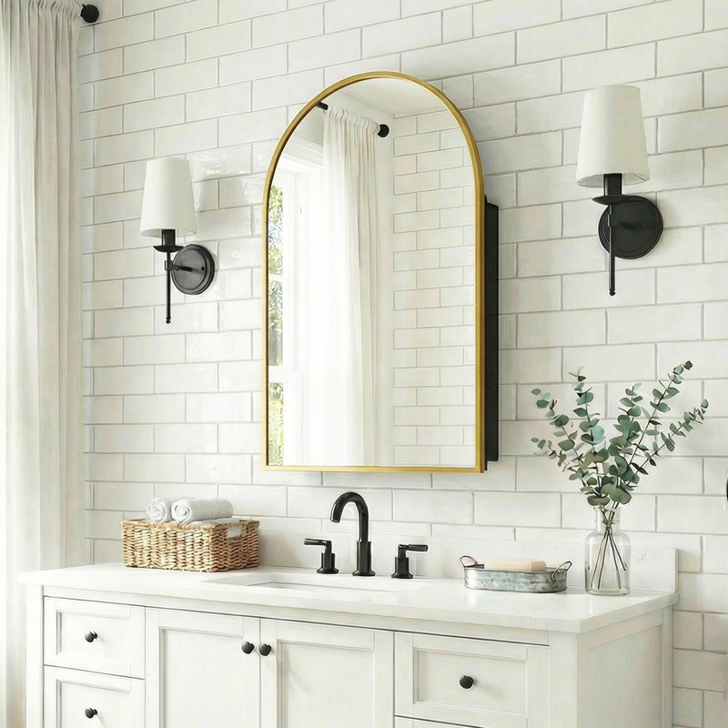 Miroir de salle de bain 24 po H 36 po, Doré, H 36 po x l 24 po x P 5 po