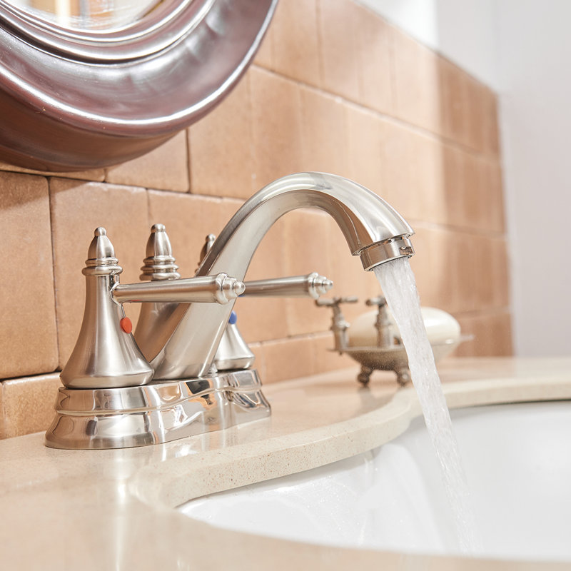 Centerset 2-handle Bathroom Faucet with Drain Assembly, Brushed Nickel