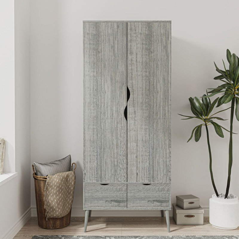 Hortencia Solid Wood Wardrobe, Ash Grey