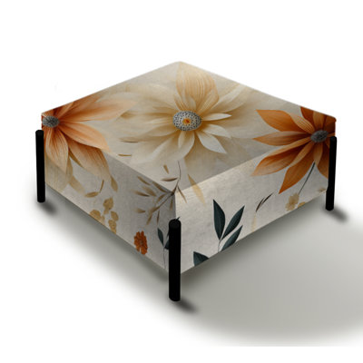 Earthy Mandala Boho Pattern III - Floral Large Square Ottoman