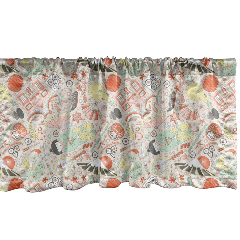 Cantonnière Ambesonne - paquet de 2 fleurs géométriques simples - bleu sarcelle, L 54 po x L 12 po