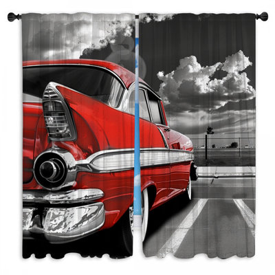 Classic Car Window Curtains  Transportation Sheer & Room Darkening - 2 Panels