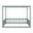 Full Size Canopy Frame Rubber Wood Floor Bed With Fence-1041193409