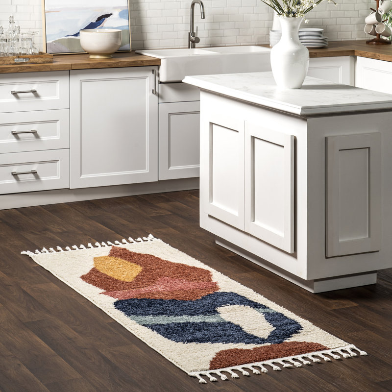 Tapis à poils longs Rhea, Tapis de couloir 2 pi 6 po x 6 pi