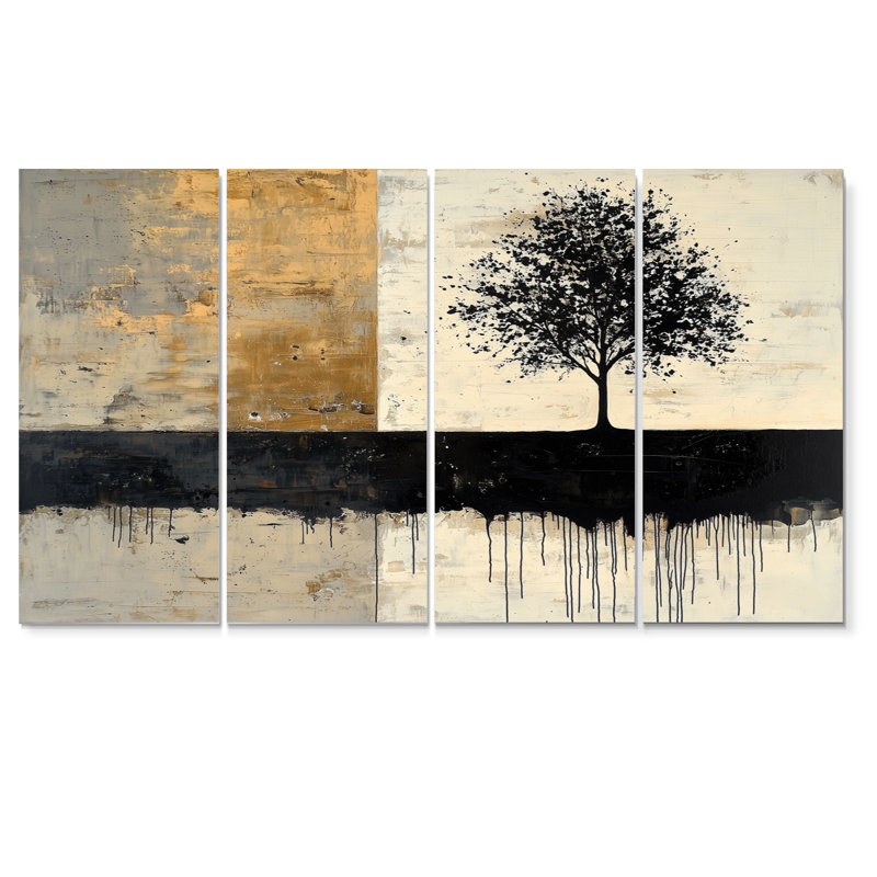 «Minimalisme», ensemble d'art sur toile de tilleul américain et beige, H 28 po x l 48 po