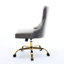 Chaise de bureau en velours gris avec base en métal doré, style bouton, pivotante et réglable, boutons tirés à la main, garniture décorative cloutée, coussin à haute résilience, structure triple élastique, revêtement rembourré pour le travail.