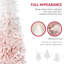 Sapin de Noël artificiel de 6 pi avec lumières réalistes et base en acier, rose et blanc