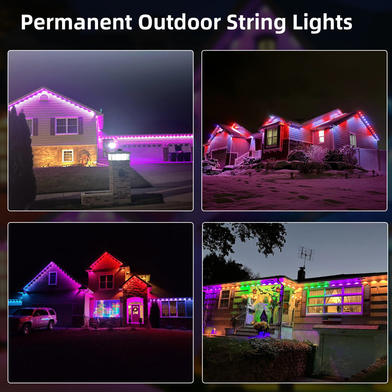 Smart Permanent Outdoor Lights, 150ft with 108 LED RGB String Lights, IP67 Waterproof Eaves Light