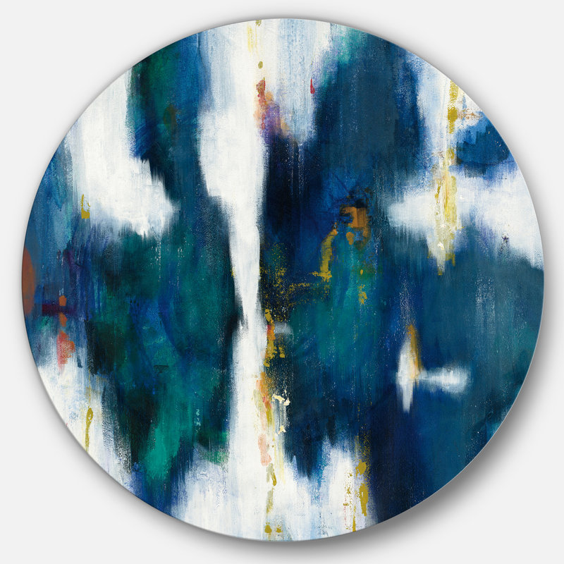 «Blue Glam», art mural rond en métal, H 23 po x l 23 po