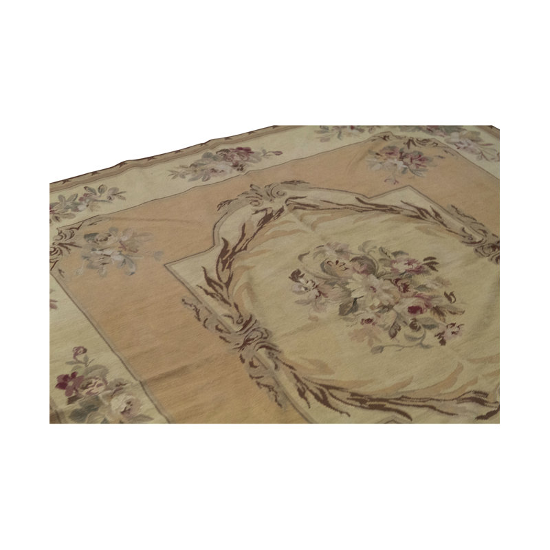 Tapis beige et brun noué à la main de haute qualité