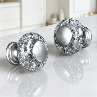 Boutons d'armoire décoratifs en cristal avec accents dorés, poignées rondes de 1,41 po de commode et de tiroir, installation facile pour la cuisine, la salle de bain et la rénovation de meubles