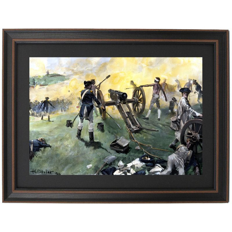 Artillerie américaine encadrée en action à la bataille de Monmouth par Hugh Ditzler, H 16 po x l 24 po