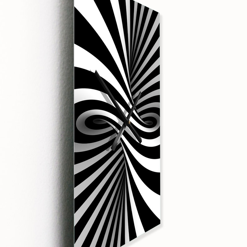 Horloge murale moderne en spirale noire et blanche, Grand
