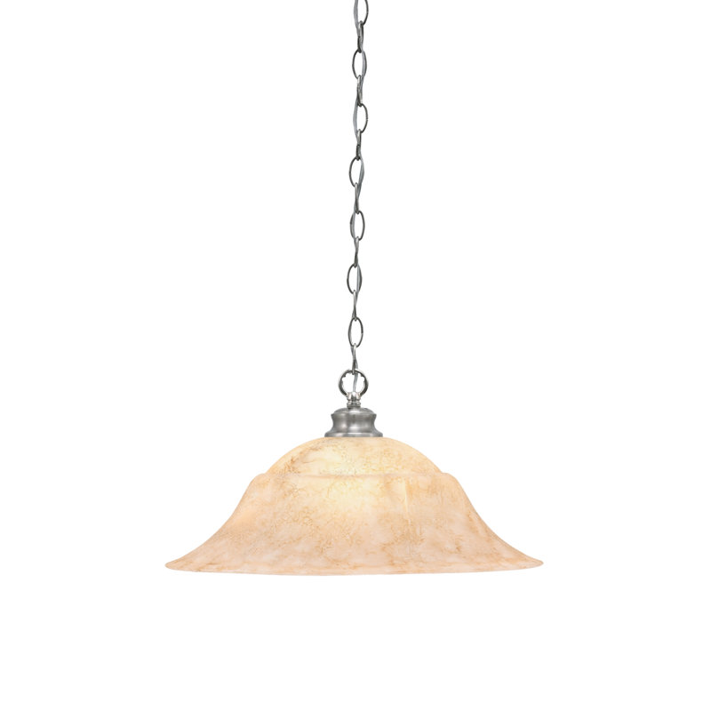 Luminaire suspendu en chaîne avec verre en marbre italien de 20 po, Nickel brossé