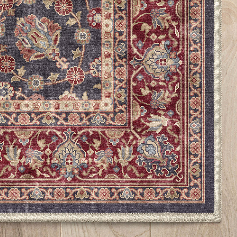 Tapis bleu marine et rouge Dyrk Rome, Rectangle 6 pi x 9 pi