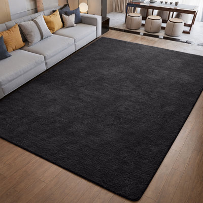 Solid Colour Machine Tufted Shag Area Rug