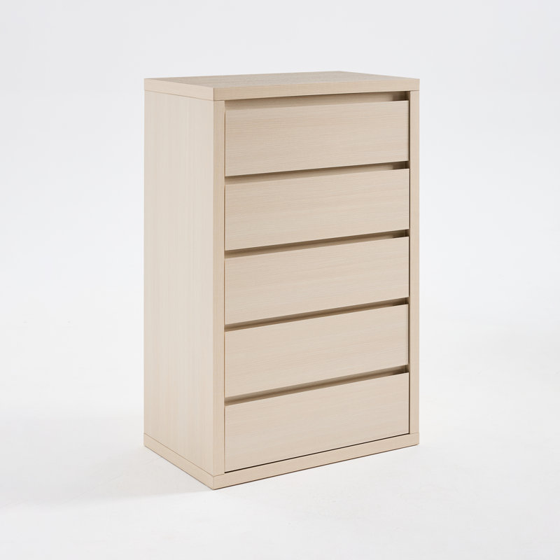 76cm W 5 - Drawer Chest of Drawers, Ivory White