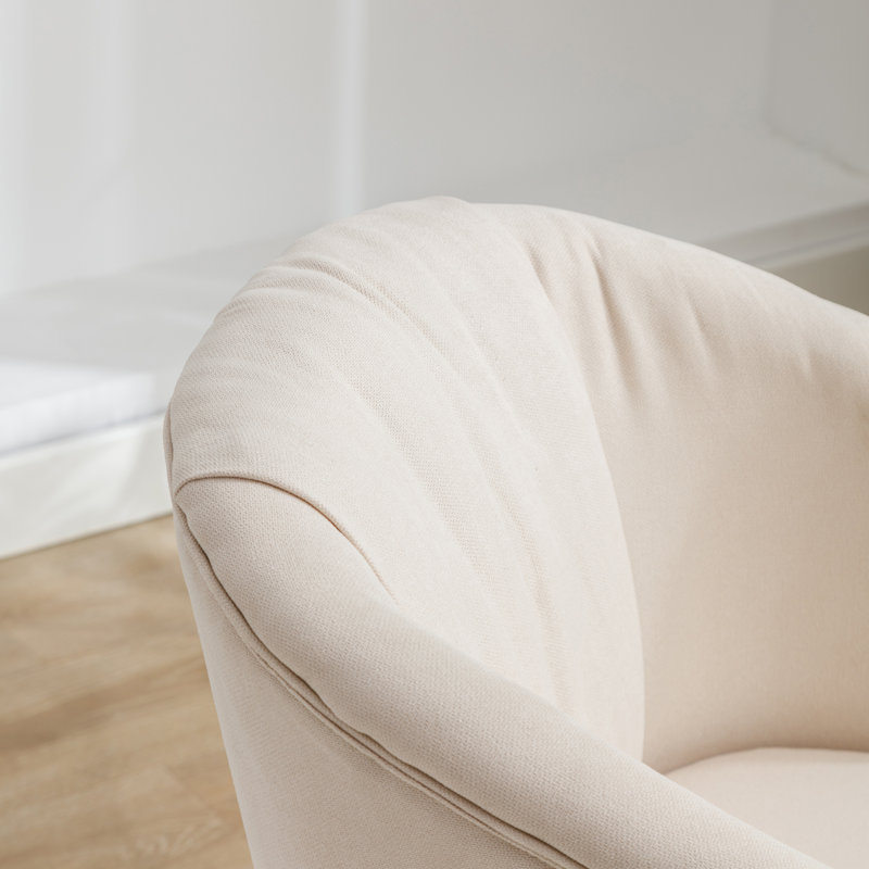 Fauteuil club pivotant rembourré Badri, Lin blanc