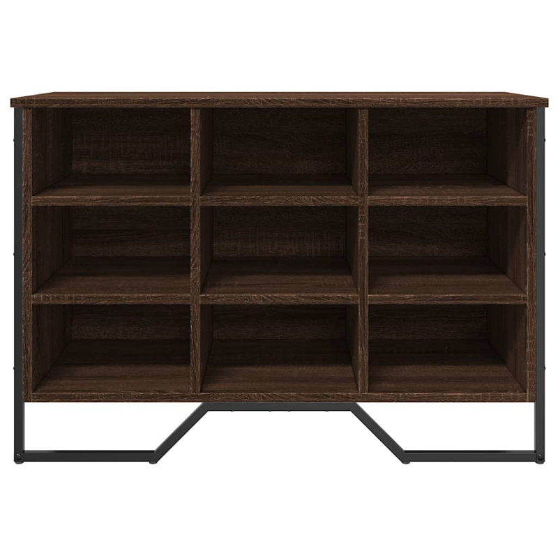 9 Pair Shoe Storage Cabinet, Brown Oak
