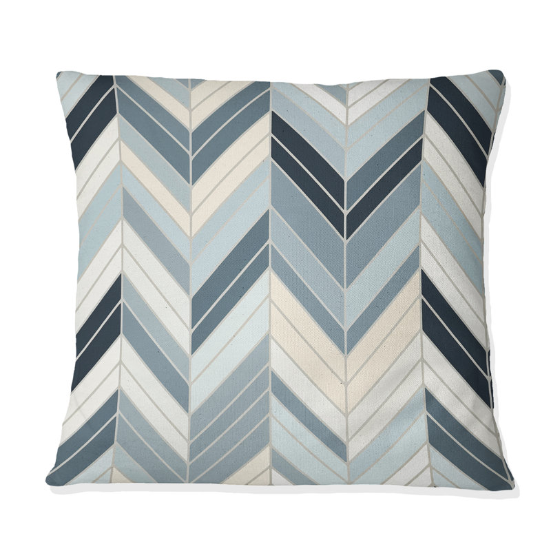 Grey And White Herringbone Chevron Pattern - Chevron Polyester Throw Pillow, 18"H x 18"W