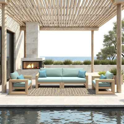 Ensemble de conversation d'extérieur 3 pièces Benson - bleu spa Sunbrella®