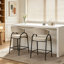Tabourets de bar modernes en tissu avec dossier, structure en métal noir