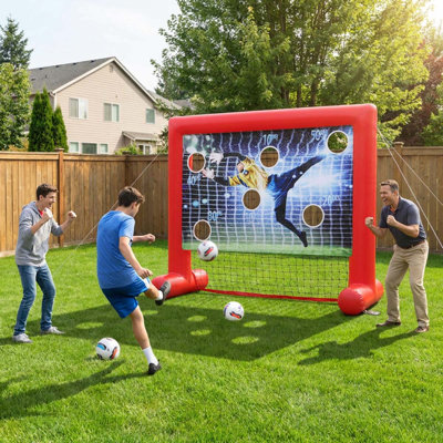 But de football gonflable à 6 trous, en vinyle, pour jeux de société et entraînement au tir.