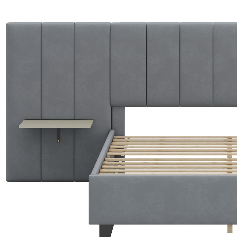 Upholstered Platform Bed With Big Headboard