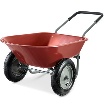 Best Choice Products Dual-Wheel Home Wheelbarrow Yard Garden Cart For Lawn, Construction