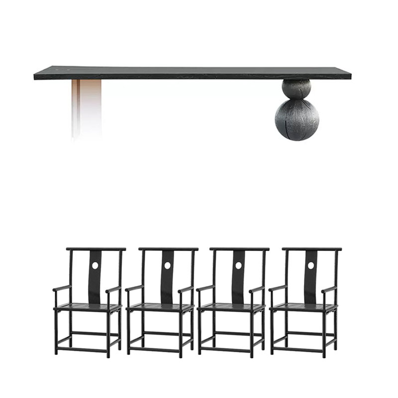 4 - Person Solid Wood Top Double Pedestal Dining Set, 29.53" H x 62.99" L x 25.59" W