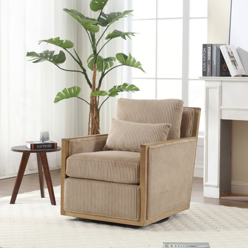 Fauteuil pivotant confortable en velours côtelé pour diverses pièces, améliorant votre temps de loisir