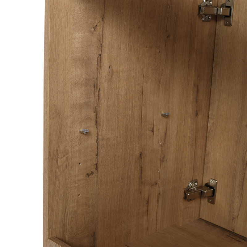 Armoire de salle de bain autoportante de style moderne avec 2 portes à fermeture douce, Imitation chêne