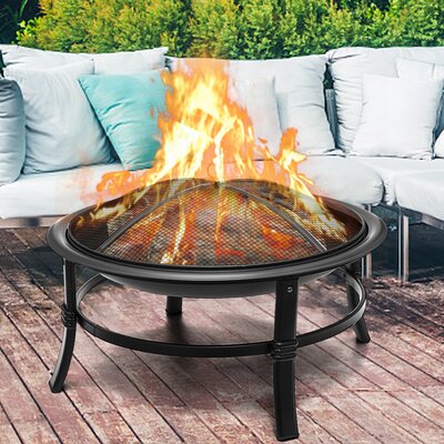 18"" H x 26"" W Stainless Steel Wood Burning Outdoor Fire Pit with Lid -  KingSo, WFSYE84417