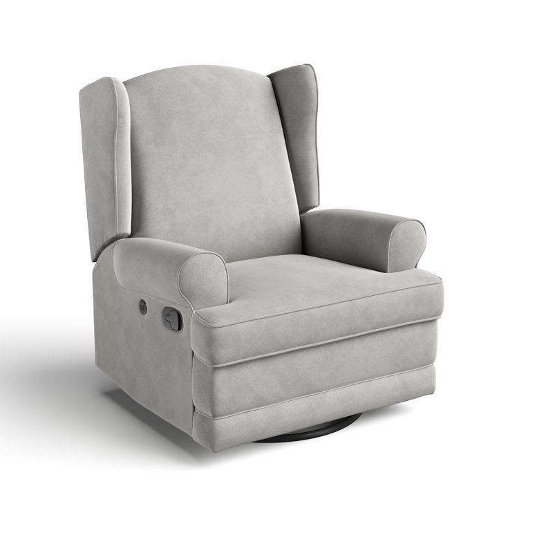 Serenity Wingback Steel Gray Swivel Recliner with USB Port