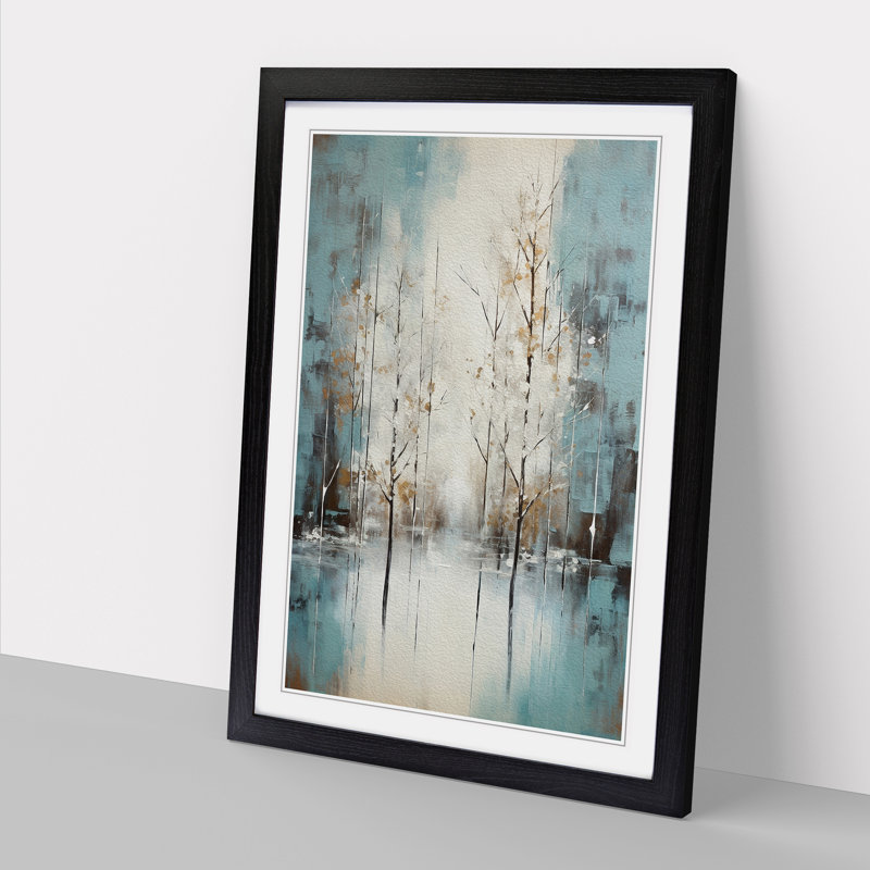 Winter Forest Abstract - Single Picture Frame Print on Wood, Black, 46cm H x 34cm W x 2cm D