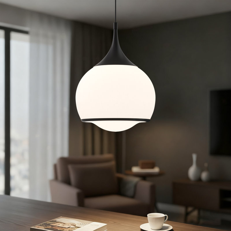 1-Light Dimmable Integrated LED Pendant, Matte Black, 72.25" H X 14" W X 14" D